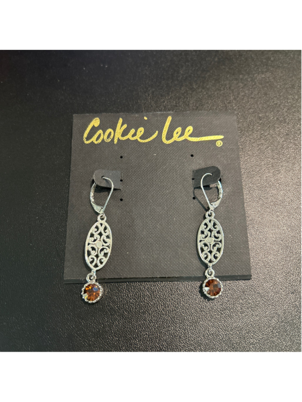 Women's Cookie Lee Silver and Brown Dangle Earrings, One Size